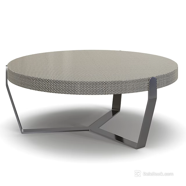 Modern Round Coffee Table With Metal Mesh Top And Geometric Legs Design 3d model 