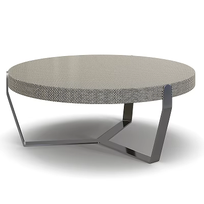 Modern Round Coffee Table With Metal Mesh Top And Geometric Legs Design 3d model