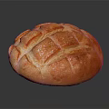 Fresh Baked Bread With Golden Lattice Pattern And Shiny Crust On Black Surface
