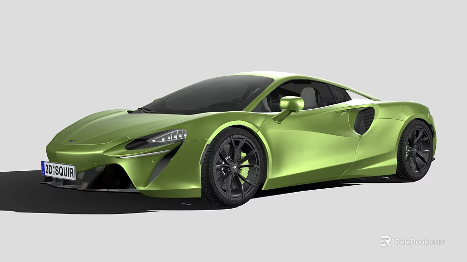 Green Two Door McLaren Sports Car With Sleek Design And Black Wheels 3d model 