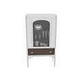 Traditional Style Kitchen Cabinets With White Frame Brown Panels And Brass Handles