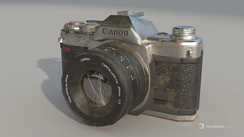 Canon Vintage Digital Camera With Classic Design Metal Leather Body And 50mm Lens 3d model 