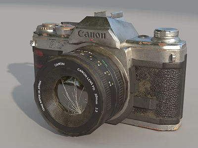 Canon Vintage Digital Camera With Classic Design Metal Leather Body And 50mm Lens 3d model