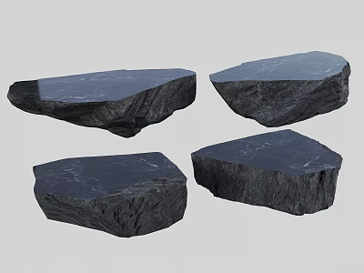 Natural Shaped Black Stone Decorative Garden Ornament Pieces For Outdoor Use 3d model