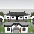 Traditional Chinese Ancient Architecture With Overhanging Eaves White Walls Black Tiles And Courtyard