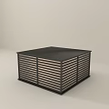 Modern Black Outdoor Light With Striped Metal Panels For Garden Patio Decoration