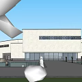 Modern Cultural Center Building Exterior Design With White Facade Plaza And Greenery