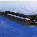 Cargo Ship Sailing On Blue Sea With Flat Deck And Hull Design 3d model