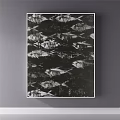 Abstract Painting With Black And White Repeated Fish Textured Patterns 3d model