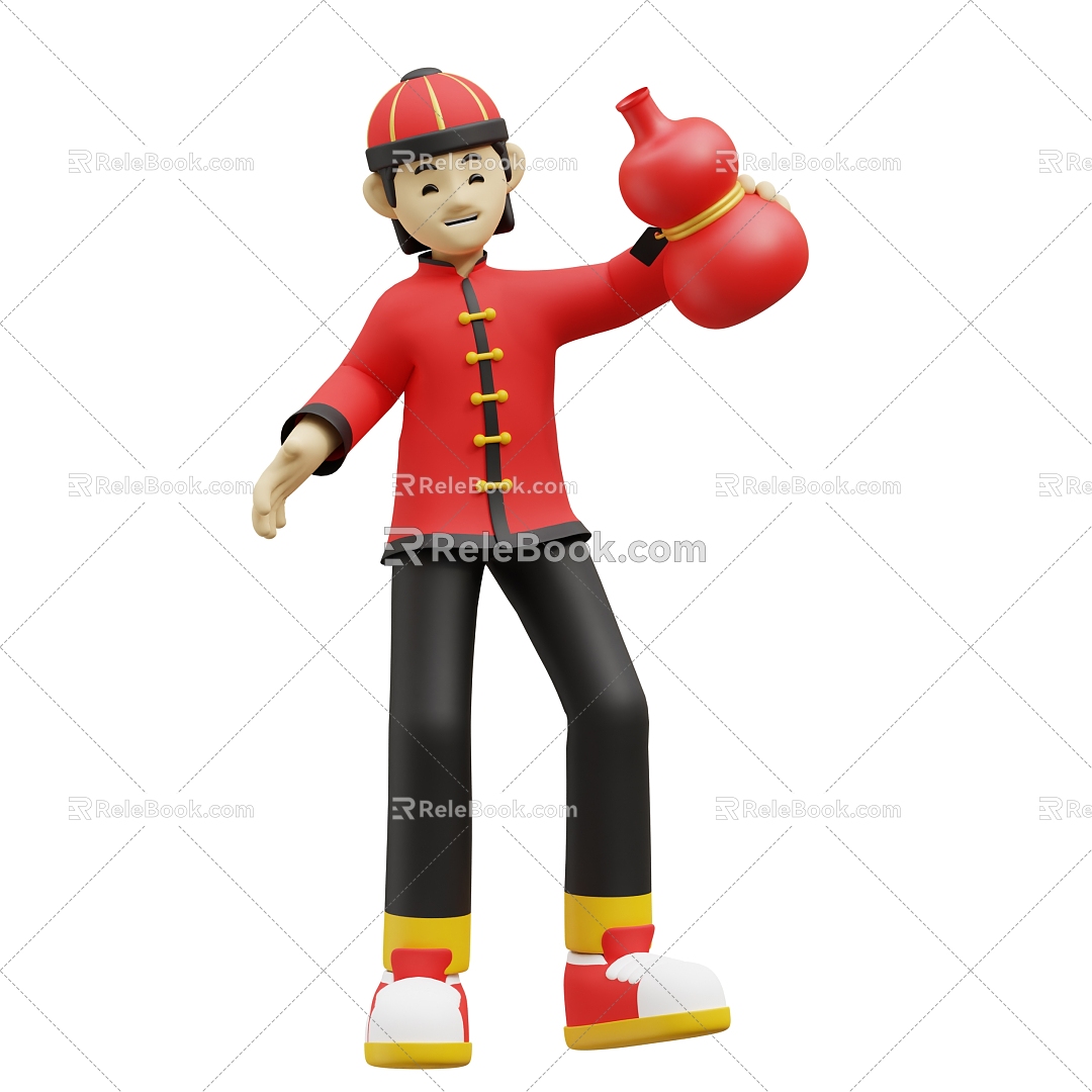 Modern festive scene cartoon man 3d model