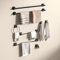 Black Wall Mounted Bathroom Accessories With Towel Racks Rings Towels And Toilet Paper Holders