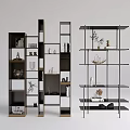 Modern Open Multi tier Shelving Units With Decorative Items And Storage 3d model