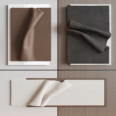 Brown Dark Gray and White Fabric Wall Decor with Modern Wooden Background 3d model