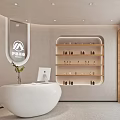 Modern Beauty Hair Salon Interior With White Reception Desk Sofa Coffee Table And Soft Lighting
