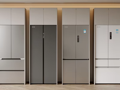 Modern Fridge Freezers In Various Styles And Sleek Colors For Home Kitchens 3d model