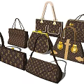 Various Style Brown Classic Pattern Handbags And Shoulder Bags Collection