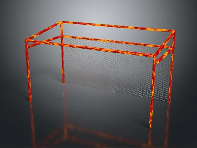 Orange And Yellow Flame Texture Soccer Goal Frame With Mesh Net 3d model
