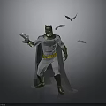 Other Batman Character Holding Tablet Device With Bats Flying Around Gray Background