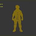 Futuristic Character With Blue Hair In Black And Orange Armored Suit Standing Pose