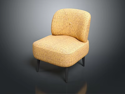 Stylish Textured Fabric Single Sofa With Beige Upholstery Button Detail And Black Legs 3d model