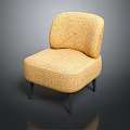 Stylish Textured Fabric Single Sofa With Beige Upholstery Button Detail And Black Legs
