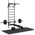 Home Gym Fitness Equipment With Pull Up Bar Barbell Dumbbells And Weight Bench