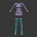 Modern Sleek Futuristic Blue Outfit With Detailed Top And Long Boots