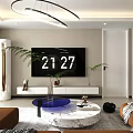 Modern Minimalist Living Room Interior With Marble Coffee Table And Comfortable Indoor Green Plants