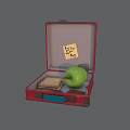 Red Storage Case Containing Complete Dinnerware Set Green Apple and Eat Well Note 3d model