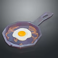 Purple Frying Pan With Fried Egg And Sturdy Handle For Home Kitchen Cooking