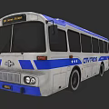 Blue And White City Lines Bus Classic Design Urban Transport Exterior View