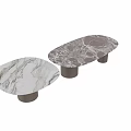 Modern Coffee Table With Marble Top And Wooden Cylinder Legs Design