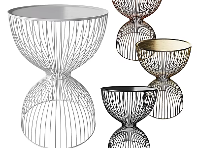 Modern Metallic Wireframe Dining Tables With Openwork Structure And Various Sizes 3d model