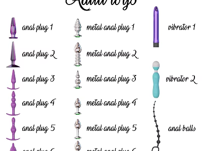 Various Daily Use Products Including Anal Plugs Metal Anal Plugs Vibrators and Beads 3d model