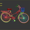 Stylish Black Bicycle With Pink Rims White Seat And Handlebar Basket
