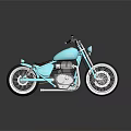 Turquoise Vintage Motorcycle With Spoke Wheels Leather Seat And Chrome Details