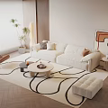 Modern Sofa Coffee Table Combination Leisure Chair Floor Lamp Decorative Painting Carpet Ornaments 3d model