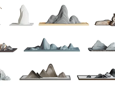 Various Garden Decorative Pieces With Rockery Shapes For Modern Outdoor Decoration 3d model