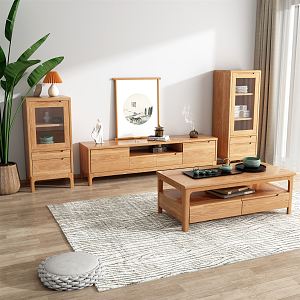 Japanese Style TV Cabinet Solid Wood TV Cabinet Coffee Table 3d model