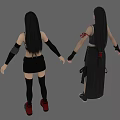 Women 3D Models in Black and White Sleeveless Tops Black Skirts Red Shoes
