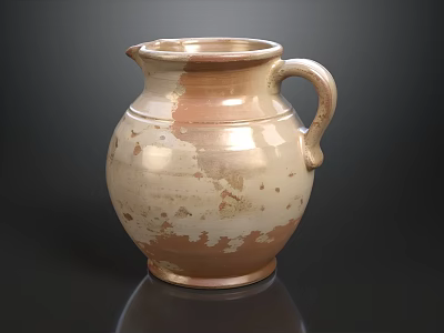 Handcrafted Ceramic Jug With Cream And Brown Speckled Glaze On Dark Background 3d model