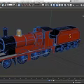 Red Vintage Steam Train With Golden Chimney Black Details And Number 5