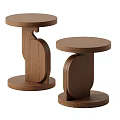 Modern Wooden Side Table With Round Top And Unique Curved Base Design 3d model