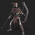 Skeleton Archer Game And Movie Character With Tattered Clothing Bow And Arrows
