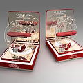 CHILDGREAT Red Display Shelves With Metal Frame And Red Seat Showcase Stand