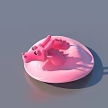 Pink Dragon Shaped Doll Lying On Round Pink Surface With Soft Texture 3d model