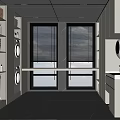 Modern Laundry Room With Washing Machine Dryer Cabinets And Large Windows