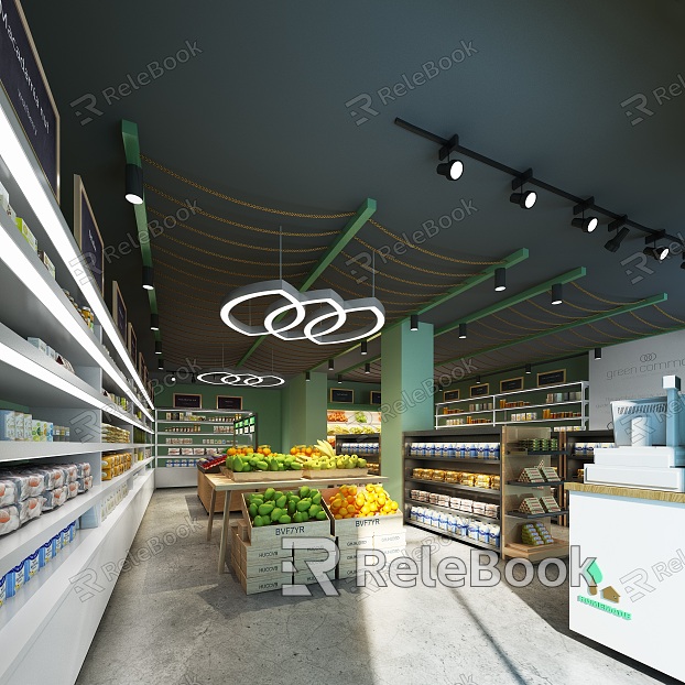 Modern supermarket fruit shop model