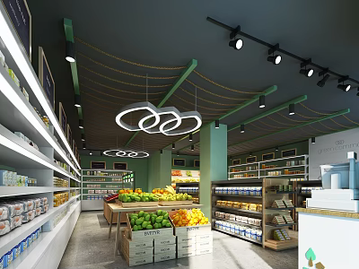 Modern supermarket fruit shop 3d model