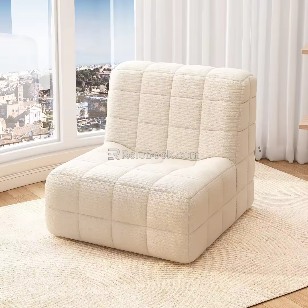 Lazy Sofa Recliner Sofa Single Sofa Balcony Casual Cushion Stool Chair 3d model